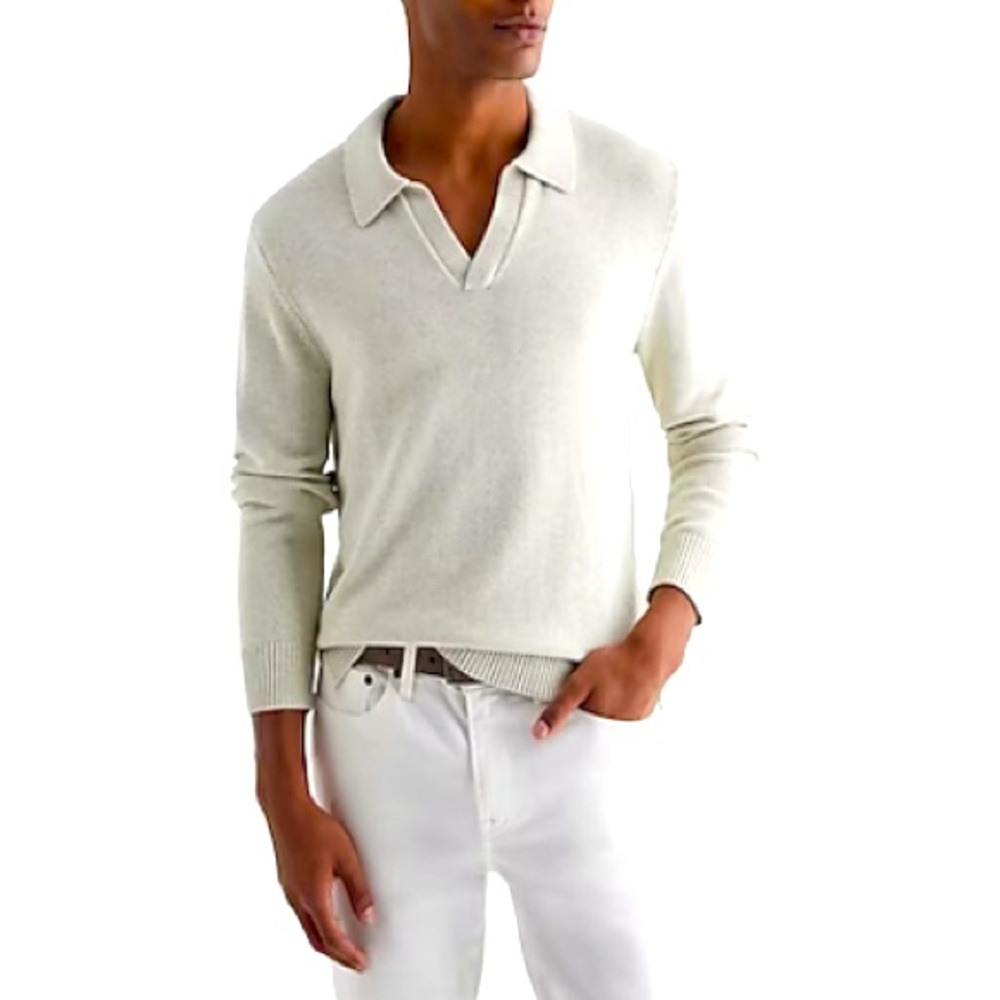 EXPRESS----BRAND NEW W TAGS!--GORGEOUS COTTON JOHNNY COLLAR OATMEAL SWEATER
